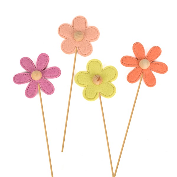Filz-Blume-Stecker,8x31cm 4 Farben sort.
