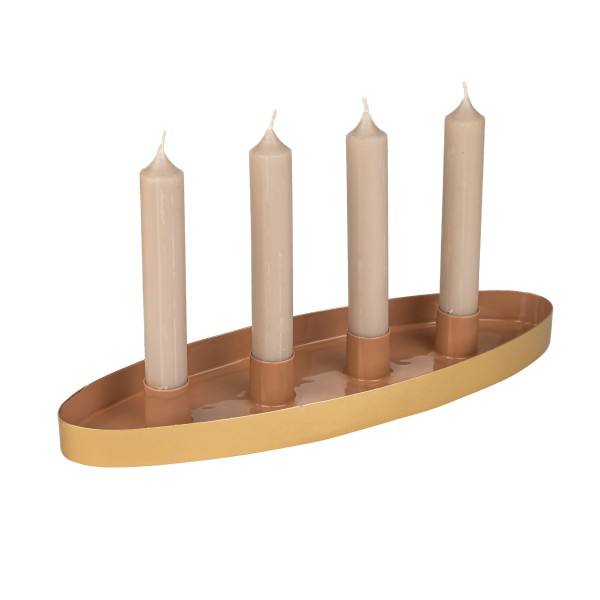 Spitzkerzenhalter Nave beige-gold für 4 Kerzen, 30 x 10 x 3 cm
