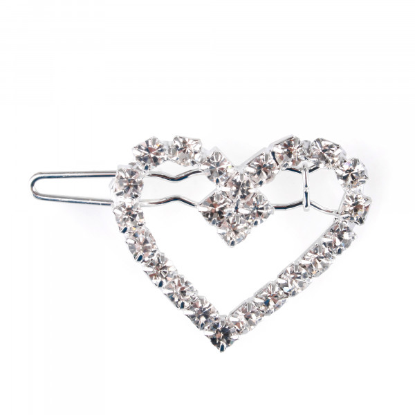 Metall-Haarspange Herz m.Clip, L2,5cm,B3,5cm silber