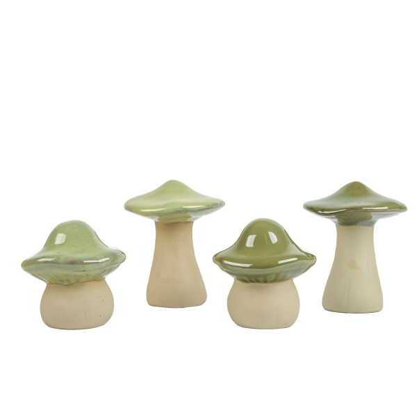 Steinzeug Pilz 2 Mod sort, h 7&10 cm hell und dunkelgrün sortiert
