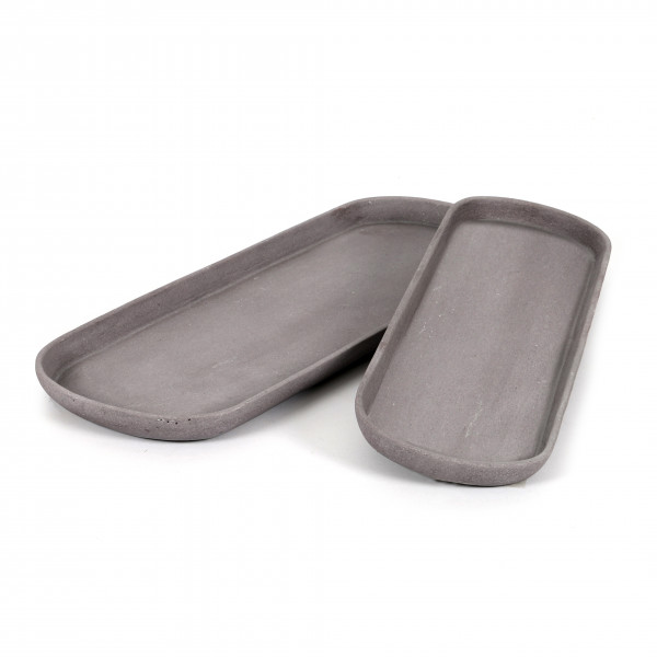 Polyresin Untersetzer oval dunkel-grau