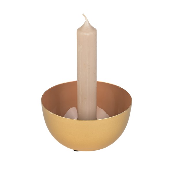 Spitzkerzenhalter beige-gold 10 x 5,5 cm