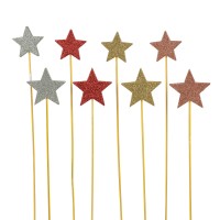 Kunststoff-Stecker Stern beglimmert, 5&7 cm sortiert Kunststoff-Stecker Stern beglimmert, 5&7 cm sortiert