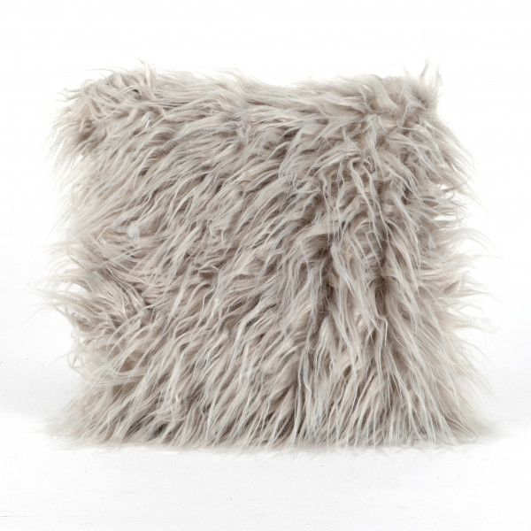 Deko-Kissen mit langhaar-Fell,36x36cm grau