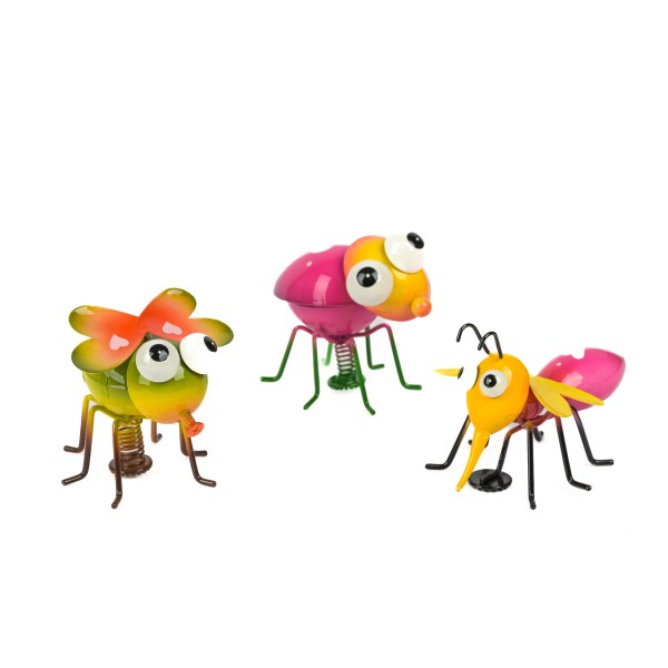 Metall Deko Insekten lustig, mit Magnet 3 Modelle sort, 7x6 cm
