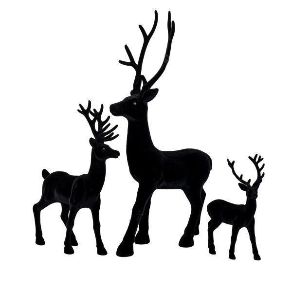 Hirsch, stehend, Kunststoff, beflockt schwarz