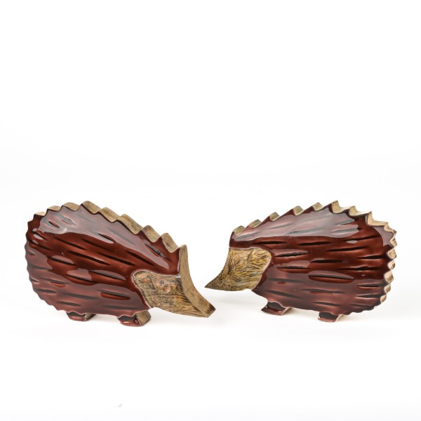 Holz-Igel,15x2,5x9cm, 2 Modelle sort braun Emaille