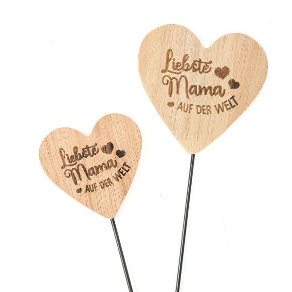 Herz am Stab, Holz, Beste Mama... , natur