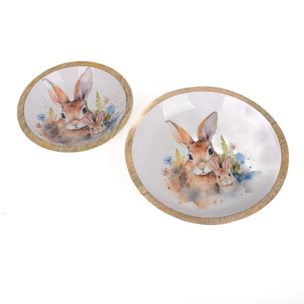 Holz-Schale Hase mit Kind