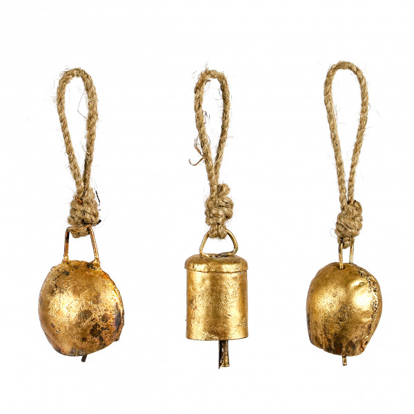 Glocke z.hängen, Metall, gold-antik 3 Mod. sort., 5-7 cm