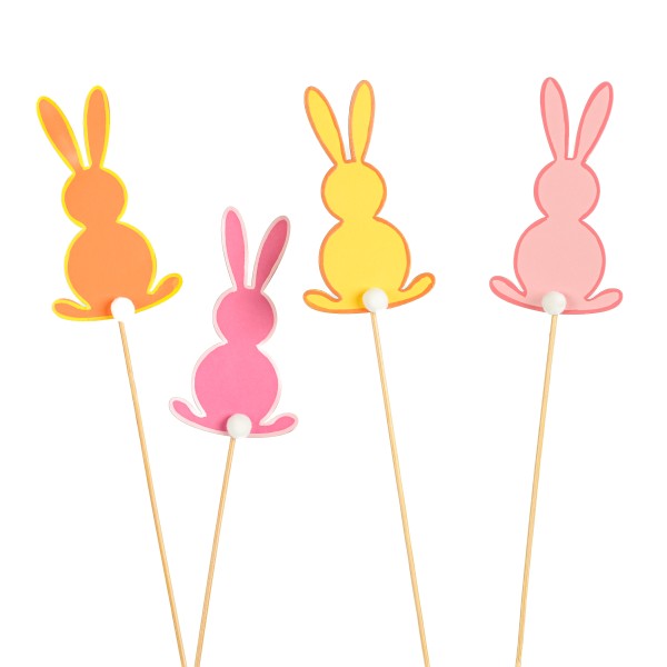 Hasenstecker,Papier,37x5.5cm, 4 Farben sort.,mit Puschel