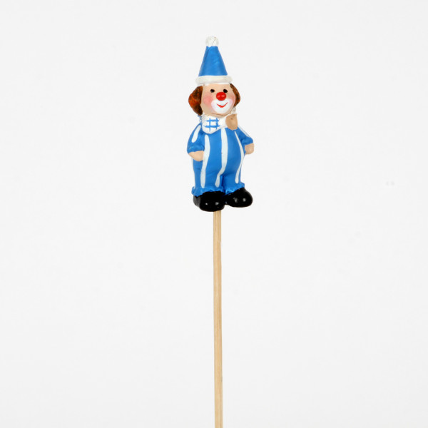 Keramik Clown-Stecker D´dorf 25 cm,blau/weiß