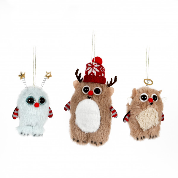 Kleine Monster, Plüsch, z.hängen 3 Mod. sort., H:12-13.3 cm
