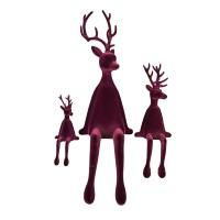 Hirsch,Kantenhocker, burgund, beflockt Hirsch,Kantenhocker, burgund, beflockt