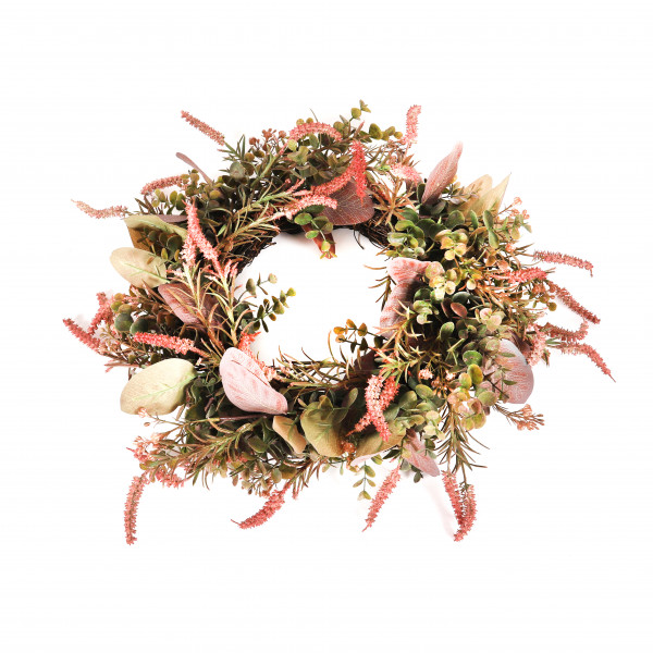 Herbstkranz Salbei, Eucalyptus, Gras 50 cm, grün-pink