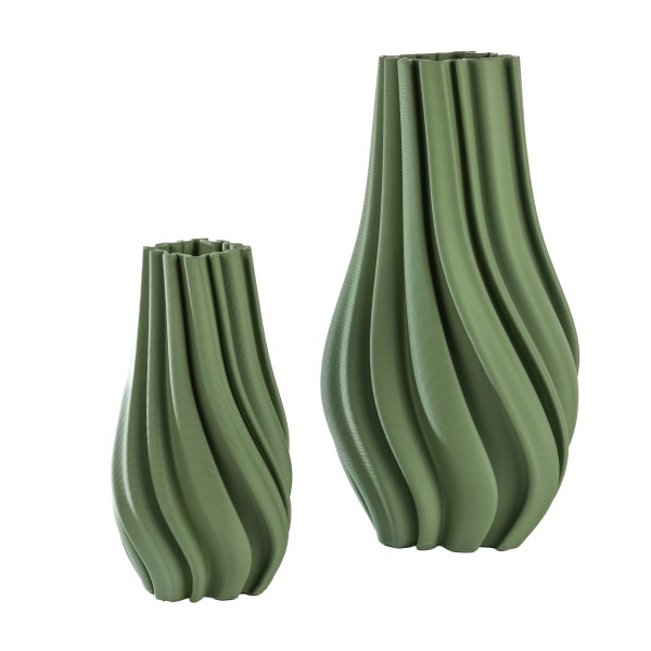 Keramik Vase Valencia bauchig,3D print -verfahren, salbei
