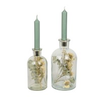 Glas mit Trockenblumen Deko Kerzenhalter Glas mit Trockenblumen Deko Kerzenhalter