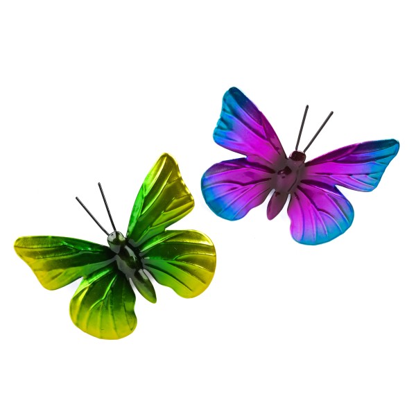 Metall Deko Schmetterling mit Magnet 2 Farben sort, 9,5x1,5x7,5 cm