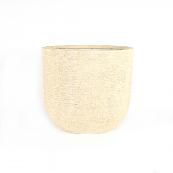 Fibrestone Pflanz-Topf,m.Rillenstruktur, rund, 52xh.44 cm, terrac.white antic