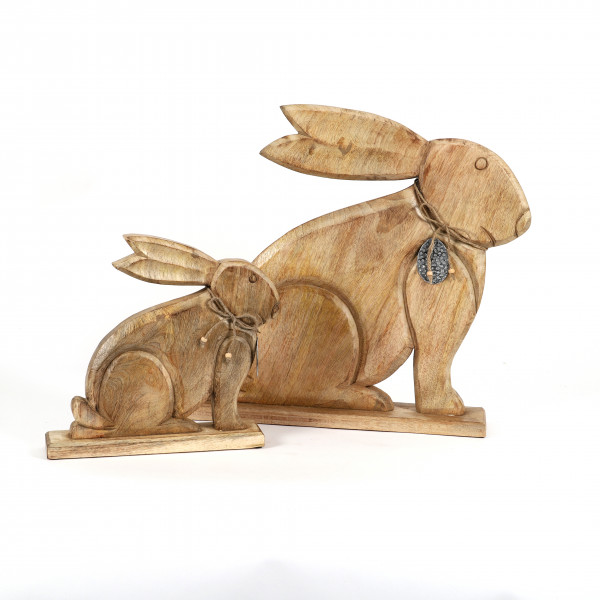 Hase Basilio Mangoholz, natur 30x26x3,5 cm