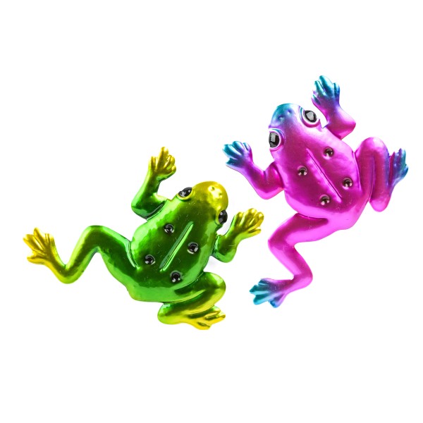 Metall Deko Frosch springend, mit Magnet 2 Farben sort, 11x1x10 cm
