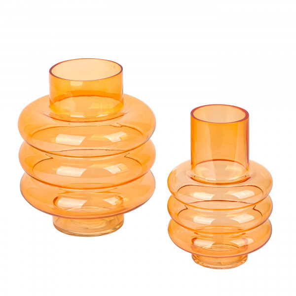 Glas Vase Retro, apricot, bauchig