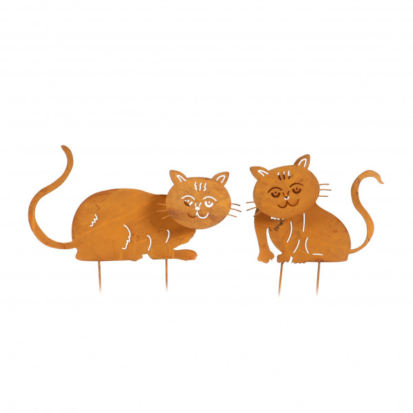 Katze Schnurri , Metall, rost z.stecken, 35x31 cm