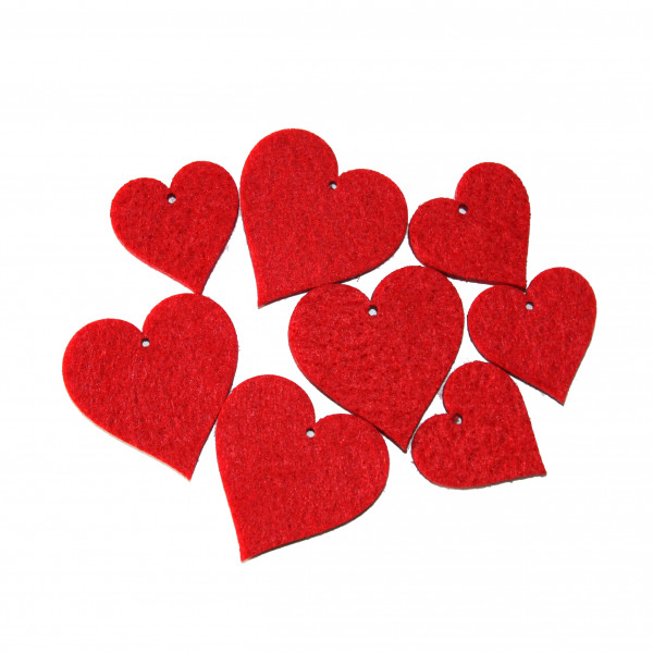 Filzsortiment Hearts, 2Gr.sort ., Btl/48 Stk