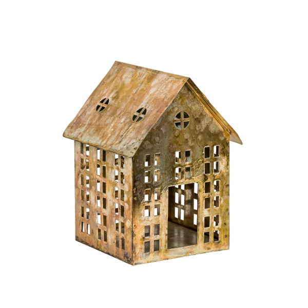 Metall Licht-Haus Noel, gold-antik