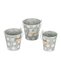 Zink-Eimer natur m Bügelgriff, weiß/rosa Blüten Zink-Eimer natur m Bügelgriff, weiß/rosa Blüten