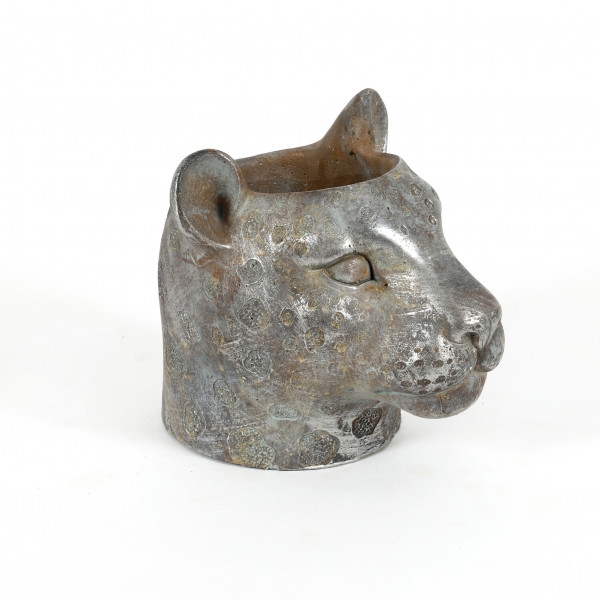 Panther Pflanz-Kopf Chester Beton bronce-antik, 20x18x17 cm