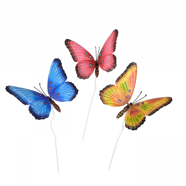 Metall-Schmetterling Angelina auf Stab 2 Farben sortiert, 17x12xLänge64cm