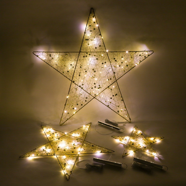 Deko-Stern Stars , flach, Metall, gold- umwickelt