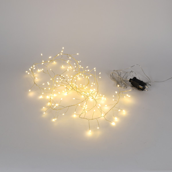 Cluster-Light, goldenes Kabel 180 LED 300 cm,Netzstecker,warm-weiss