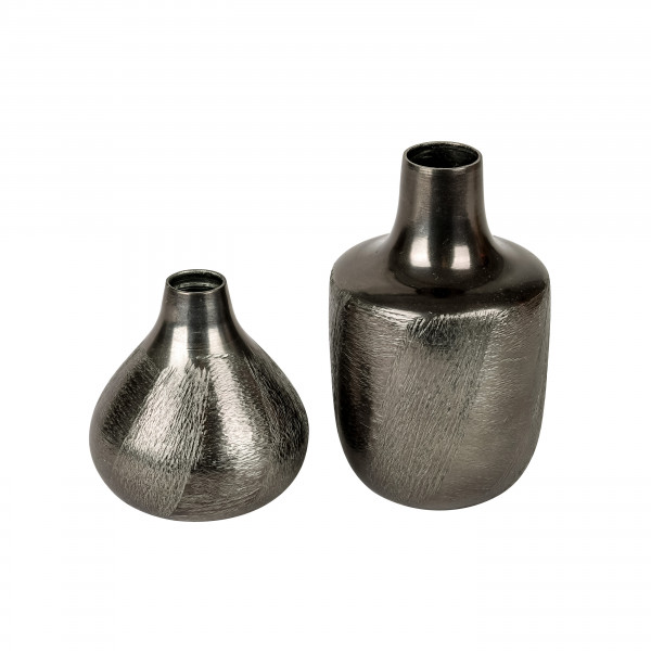 Metall Vase Eric, gekratzte Oberfläche, anthrazit