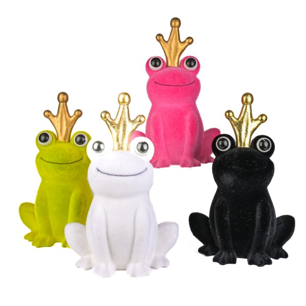 Froschkönig mit Krone, Kunststoff, 43 cm beflockt,5mm