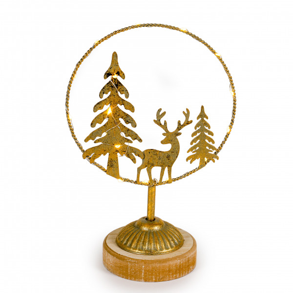 Ring z.stellen,Metall,Hirsch+Tanne,gold 28.5x18.5x10.5cm,LED,WEEE-DE50346629