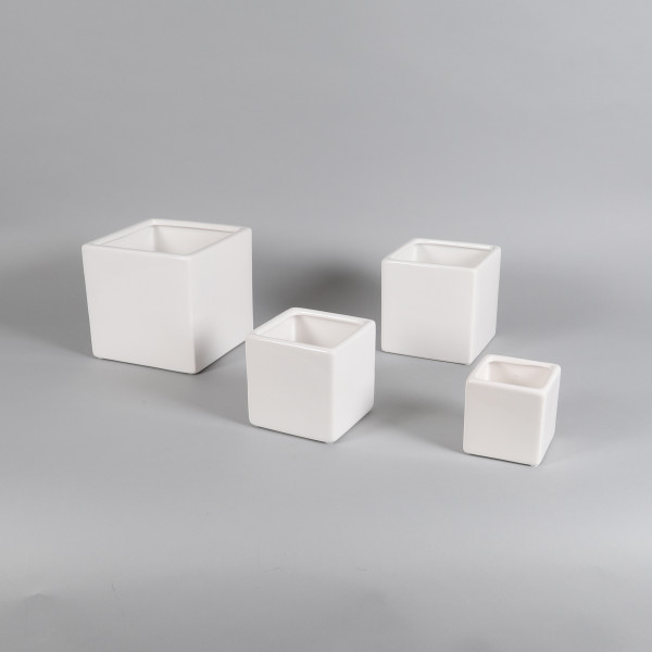Keramik-Pflanzwürfel weiß, quadratisch