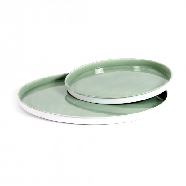 Teller Limoges Metall,Emaillelack, grün