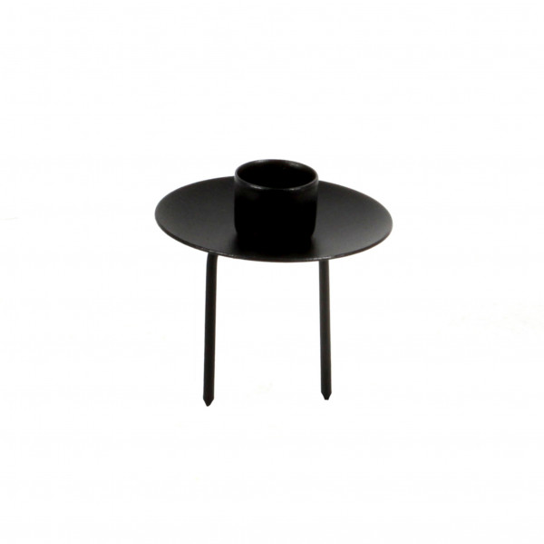 Kerzenteller für Spitzkerzen, Metall, schwarz 7,2 cm