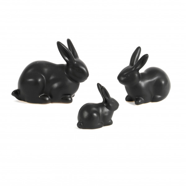 Keramik-Hase liegend,8x4xH.6,5 cm schwarz-matt