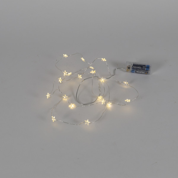 Lichterkette 20 LED Sterne, 190 cm indoor, Timer(6h/18H),warm-weiss