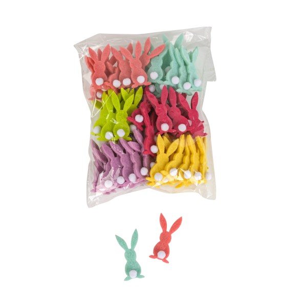 Filz-Hase z.streuen,bunt 1.5x4cm,Btl/72 St.sort.