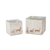 Holz Pflanzkasten Hirsch-Design quadr. Holz Pflanzkasten Hirsch-Design quadr.