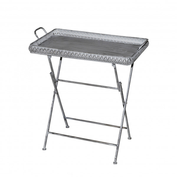 Metall-Beistelltisch Tessa, antik-grau 57x35xH67cm