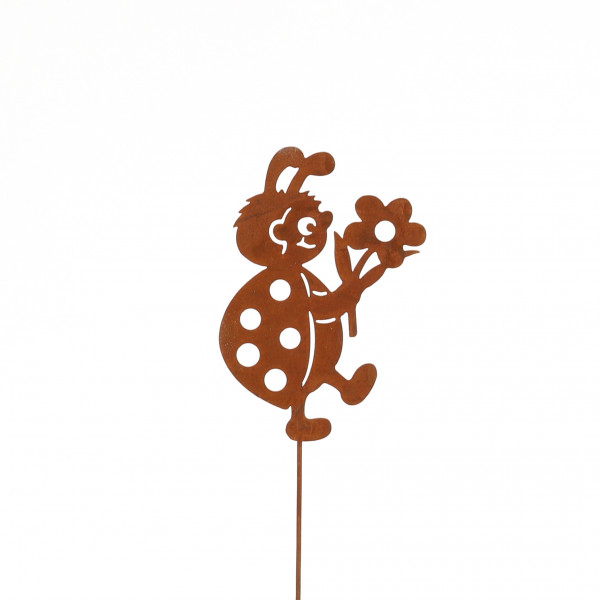 Rost - Stecker, Marienkäfer mit Blume 15cm mit Stab 58cm