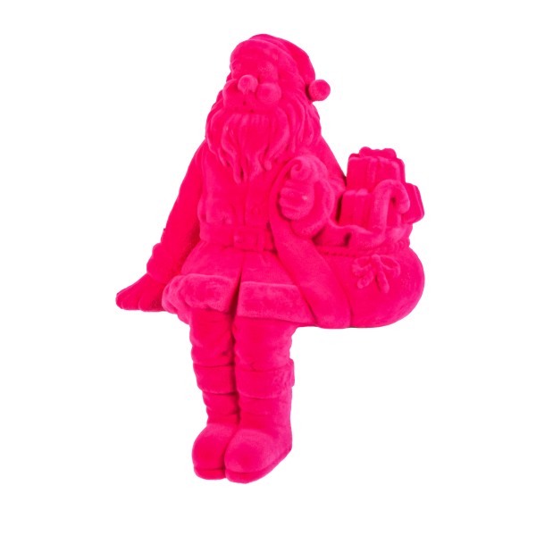 Kantenhocker Nikolaus, Kunststoff beflockt, pink, 30 cm