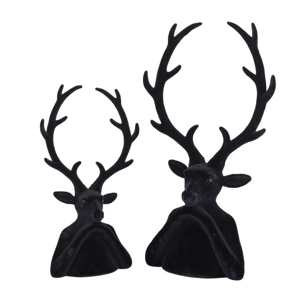 Büste Hirsch,Kunststoff, beflockt schwarz