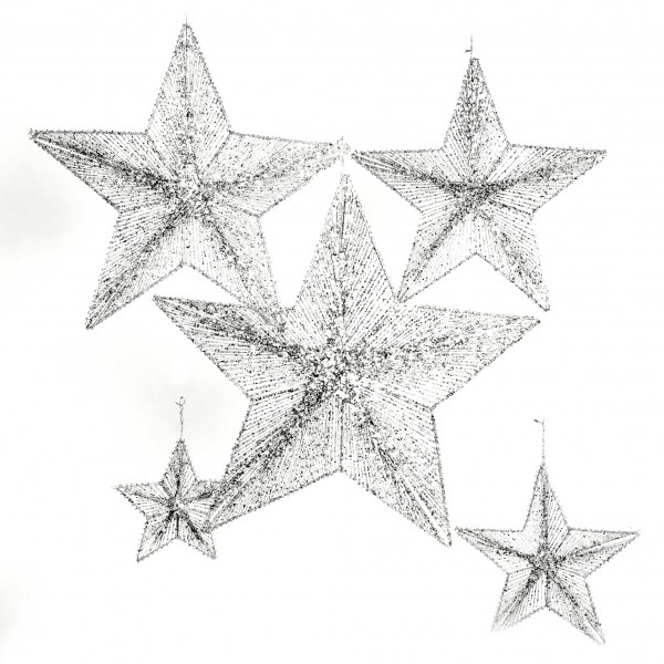 Deko-Hängestern beglittert, 20 cm, silber