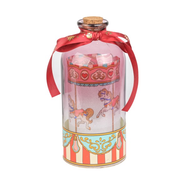 Led Flaschenkarusell Pferdchen rot mit Timer 11x23cm